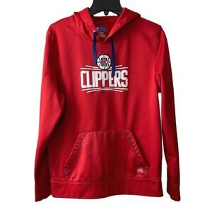 NBA Basketball LA Clippers Hoodie Mens Size Medium Red Pullover Sweatshirt